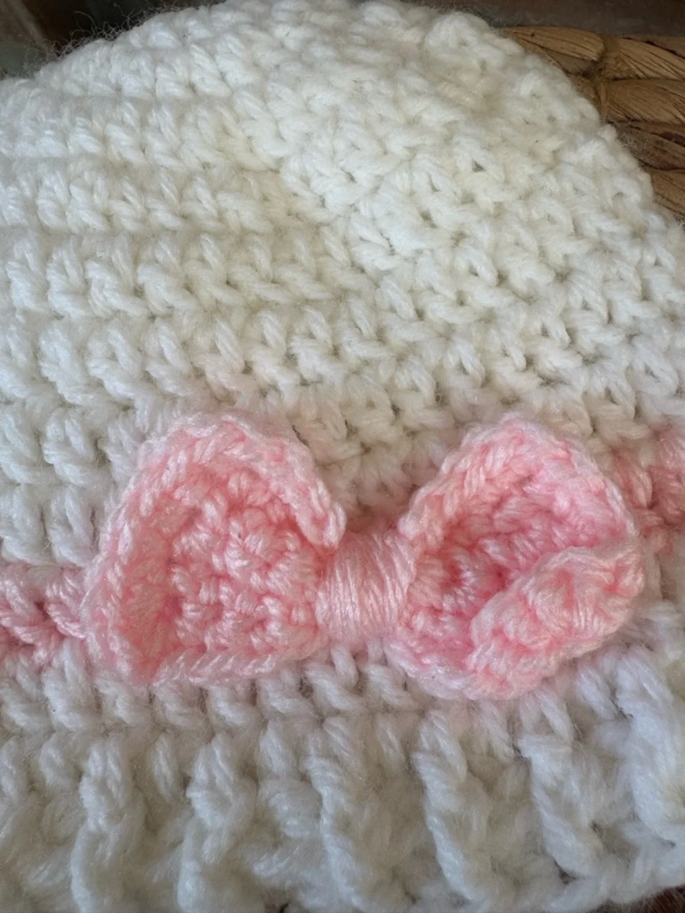 Handmade Kids Crochet Beanie Set - Pink, White & Purple